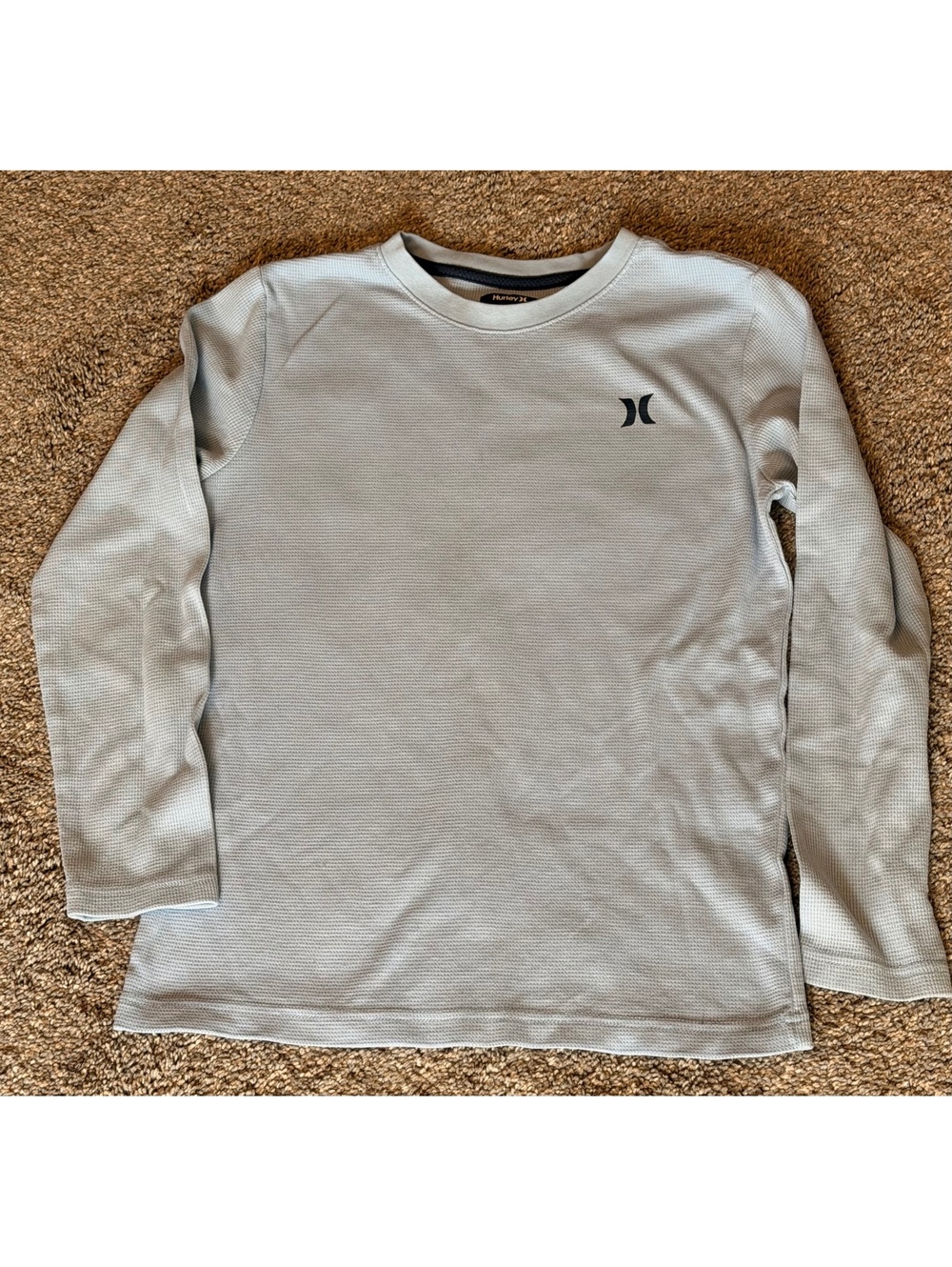 Hurley Boys Light Blue Thermal Long Sleeve Shirt Size 14/16